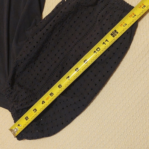 Crown & Ivy Women's Navy Blouse with Eyelet 3/4 Sleeves - Picture 8 of 9